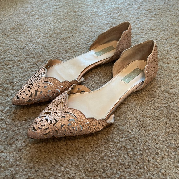 Betsey Johnson "Blue Collection" Rose Gold Lucy Embellished Flats Size 12 - Picture 1 of 8